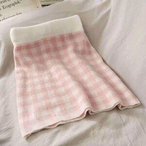 Knit Checker Mini Skirt Pink – XS